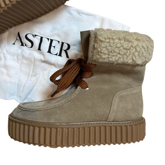 NEW Aster Dorit Suede Lace Up Chukka Boot Booties Faux Fur 6 US - Picture 2 of 10